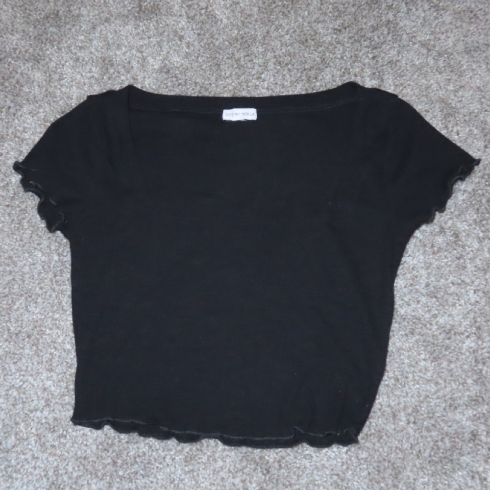Black Ruffle Sleeve Top